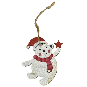 93-3155 Στολίδι Ξύλινο Αρκουδάκι Xmas 7cm χονδρική, Χριστουγεννιάτικα χονδρική