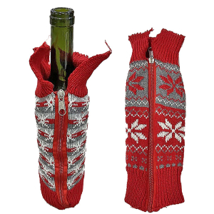 93-3180 Θήκη Κρασιού Xmas Πουλόβερ 28x10cm χονδρική, Χριστουγεννιάτικα χονδρική
