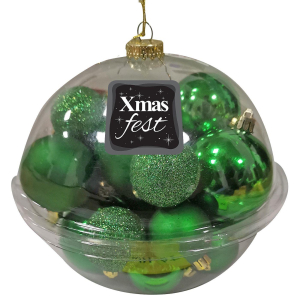 93-3280 Μπάλες Πράσινες mix σε Κουτί Μπάλα πακ=18x15cm χονδρική, Χριστουγεννιάτικα χονδρική