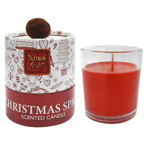 93-3320 Κερί Christmas Spice σε Βάζο & Κουτί Xmas 30h 130gr Net, 11,5x8cm χονδρική, Χριστουγεννιάτικα χονδρική