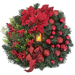 93-3347 ΣΤΕΦΑΝΙ XMAS ΜΕ ΚΕΡΙ ΜΠΑΤΑΡΙΑΣ Φ46cm χονδρική, Χριστουγεννιάτικα χονδρική