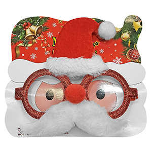 93-3395 ΓΥΑΛΙΑ SANTA ΜΕ ΚΑΠΕΛΟ & ΜΟΥΣΤΑΚΙ 16x14cm χονδρική, Χριστουγεννιάτικα χονδρική