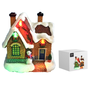 93-3458 Παράσταση Xmas Σπιτάκι Φωτεινό 10x9,5x6,5cm χονδρική, Χριστουγεννιάτικα χονδρική