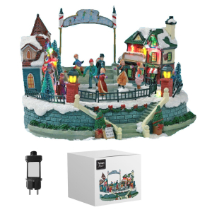 93-3459 Παράσταση Xmas Παγοδρόμιο-Χωριό 26,5x25x18,5cm χονδρική, Χριστουγεννιάτικα χονδρική