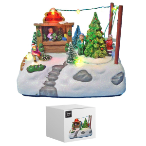 93-3461 Χωριό Xmas με Κιόσκι & Δέντρα 18x12x11cm χονδρική, Χριστουγεννιάτικα χονδρική