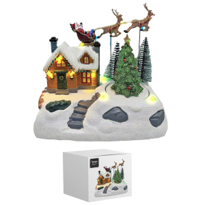 93-3462 Χωριό Xmas Ιπτάμενοι Τάρανδοι - Έλκηθρο 18x18x11cm χονδρική, Χριστουγεννιάτικα χονδρική