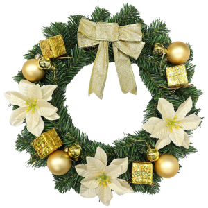 93-3501 Στεφάνι Merry Christmas Στολισμένο Χρυσό ø40cm χονδρική, Χριστουγεννιάτικα χονδρική