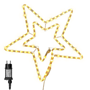 93-3503 Αστέρι Διπλό Φωτοσωλήνας 60 led 3m Λευκό Θερμό με Προγράμματα Ip44 3m Φωτοσωλήνας (+3m Extra Καλώδιο) Φ11mm 56x56cm χονδρική, Χριστουγεννιάτικα χονδρική