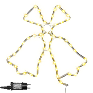 93-3504 Καμπάνες Φωτοσωλήνας 60 led 3m Λευκό Θερμό με Προγράμματα Ip44 Φ11mm 3m Φωτοσωλήνας (+3m Extra Καλώδιο) 58x56cm χονδρική, Χριστουγεννιάτικα χονδρική