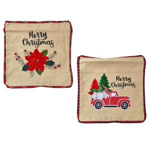 93-3629 Θήκη Μαξιλαριού Λινάτσα Xmas 45x45cm χονδρική, Χριστουγεννιάτικα χονδρική