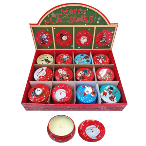93-3663 Κερί Xmas σε Μεταλλικό Κουτί με Καπάκι 7x4,5cm 110gr χονδρική, Χριστουγεννιάτικα χονδρική