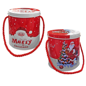 93-3665 Κουτί Μεταλλικό Κυλινδρικό με Κορδόνι Xmas 11x11cm χονδρική, Χριστουγεννιάτικα χονδρική