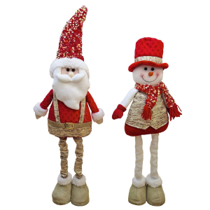 93-3692 Φιγούρα Xmas Τηλεσκοπικά Πόδια, Χρυσά Ρούχα 60cm χονδρική, Χριστουγεννιάτικα χονδρική