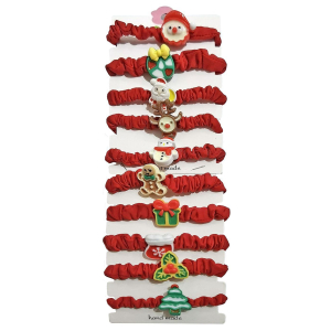 93-3778 Σούρα Μαλλιών Φιγούρα Κόκκινη Xmas  χονδρική, Χριστουγεννιάτικα χονδρική