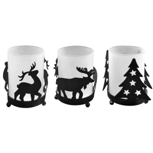 93-3794 Κηροπήγιο Xmas Μεταλλικό με Γυάλινο Βάζο 11x9cm χονδρική, Χριστουγεννιάτικα χονδρική