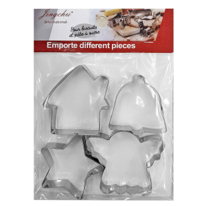 93-3798 Κουπ πατ Μεταλλικά σετ=4 Φιγούρες Xmas 19x14cm (φιγούρα~6-7cm) χονδρική, Χριστουγεννιάτικα χονδρική