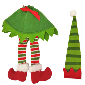 93-3811 Θήκη Κρασιού Xmas Ξωτικό-Δέντρο 43cm χονδρική, Χριστουγεννιάτικα χονδρική