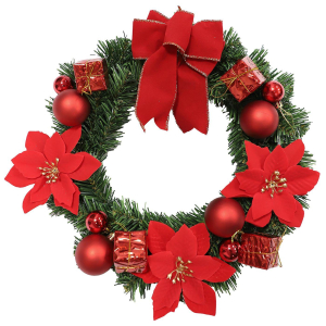 93-68 Στεφάνι Merry Christmas Στολισμένο Κόκκινο φ40cm Φ40cm χονδρική, Χριστουγεννιάτικα χονδρική