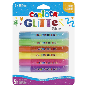 96-408 Κόλα Glitter Fluo σετ=6τεμ Carioca 6x10.5ml χονδρική, Σχολικά χονδρική