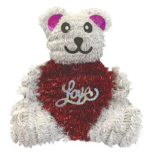 96-768 ΑΡΚΟΥΔΑΚΙ TINSEL ΚΡΕΜΑΣΤΟ LOVE 29x26cm χονδρική, Χριστουγεννιάτικα χονδρική